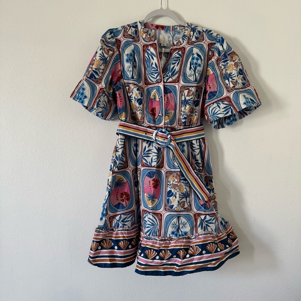 Joie tropical multi color printed Dress with Belt - Picture 6 of 14